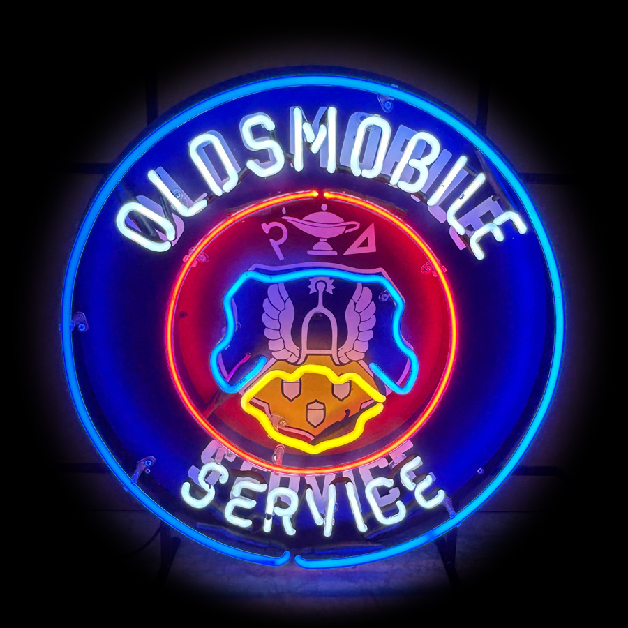 Commercial Printing Icon - Неоновая вывеска Oldsmobile Gas Oil, сервисная